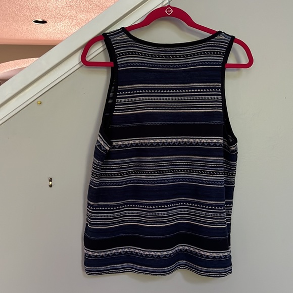 Lauren Ralph Lauren Striped Jewel Neck Sleeveless Sweater Top. - Picture 6 of 12